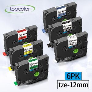 Topcolor 12 Mm Tze231 Tz-335 Labeltapes Compatibel Voor Brother Tze Label Maker Zwart Op Geel Tze-631 P-Touch printer Lint Tz