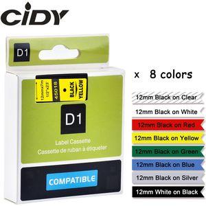 Cidy 8 Pcs 12 Mm Dymo D1 Label Tape 45010/45013/45016/45017/45018/45019 /45021/45022 Label Lint Voor Dymo LM160 LM-210D Printer