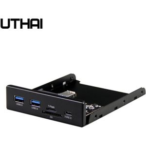 UTHAI G01 3.5 Inch Voorpaneel USB3.0 HUB PC SD/TF Externe Kaartlezer 2 TYPE-C Voorpaneel 20 pinnen Om SATA3 Floppy Drive Extens