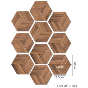 10Pcs PVC Hexagon Houtnerf Muur Floor Stickers Waterbestendig Keuken Woonkamer Decor