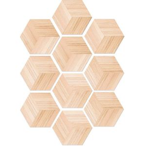 10Pcs PVC Hexagon Houtnerf Muur Floor Stickers Waterbestendig Keuken Woonkamer Decor