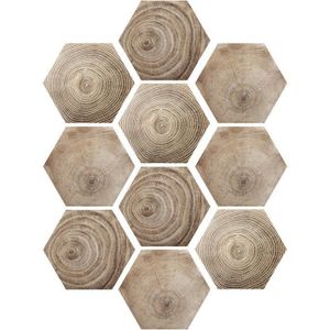 10Pcs PVC Hexagon Houtnerf Muur Floor Stickers Waterbestendig Keuken Woonkamer Decor