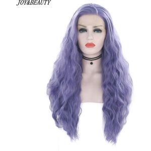 VREUGDE & BEAUTY 26 Inch Paars Synthetische Kant Lange Kinky Krullend Cosplay Pruik Hittebestendige Vezel Voor Zwarte wit Vrouwen Pruik