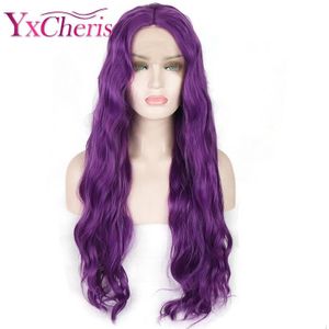 Purple Lace Front Pruiken Voor Vrouwen Lange losse Golf Pruik krullend Haar Kostuum Pruik Cosplay