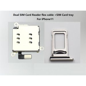 Dual Sim Kaartlezer Connector Flex Kabel + Sim Card Tray Slot Houder Voor Iphone 11
