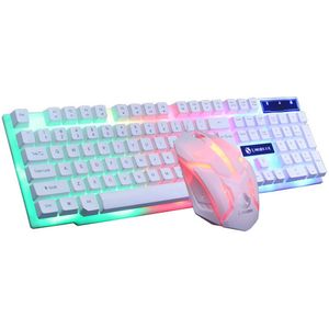 GTX300 Usb Bedrade Rgb Backlight Zeven Kleuren Licht Ergonomisch Gaming Muis Toetsenbord Combo Set Voor Pc Laptop