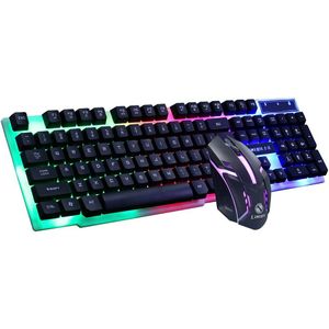 GTX300 Usb Bedrade Rgb Backlight Zeven Kleuren Licht Ergonomisch Gaming Muis Toetsenbord Combo Set Voor Pc Laptop