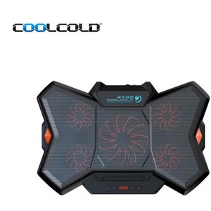 Coolcold Notebook Cooler Pad Led Light Gaming Notebook Cooler Stand Met 5 Fan En 2 Usb Voor 17inch