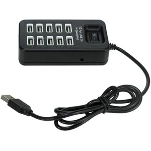 10 Port Usb 2.0 Hub Splitter Uitbreiding Hoge Snelheid Extender Adapter Aan/Uit Schakelaar Voor Laptop Pc Computer