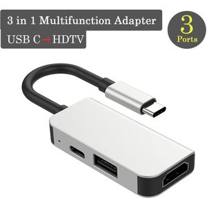 USB3.1 Hub Type-C Om Hd + Usb Adapter 3-In-1 Multi-Functionele Laptop Splitter converter Dock