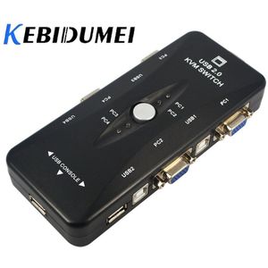 Kebidumei Kvm-switch 4-Port 3 hub Mini-Auto USB KVM Switch USB 2.0 1620x1440 Maximale Resolutie voor Windows