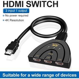 Mini 3 Port 4K * 2K 3D Hdmi Switch 1.4b 4K Switcher Hdmi Splitter 1080P 3 in 1 Out Poort Hub Voor Dvd Hdtv Xbox PS3 PS4