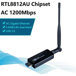 RTL8812AU Chipset Netwerkkaart 2.4G/ 5G Wifi Usb 3.0 Lan Adapter Draadloze Ac 1200Mbps Dongle 5dBi Antenne Voor Desktop Laptop
