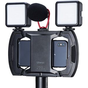 Ulanzi U-Rig Lite Handheld Camera Beugel Mobiele Telefoon Vlog Mounts Houder Met 3 Koude Schoen Mic Led Licht uitbreiding Stand