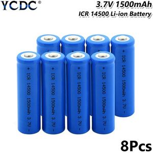 1/2/4/6/8/10x Blauw Icr 14500 1500Mah Oplaadbare Batterijen 3.7V volt 14500 Li-Ion Lithium Batterij Langdurige Met Case Box