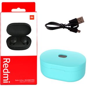 Xiaomi Redmi Airdots 2 Draadloze Bluetooth 5.0 Tws Oortelefoon Draadloze Siliconen Beschermhoes Gevallen + Oplaadkabel