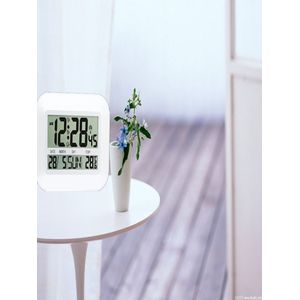 JIMEI H149C-DCF digitale Muur/Tafel Klok radiogestuurde wandklok met Alarm Snooze Temperatuur Calender voor huishoudelijk gebruik