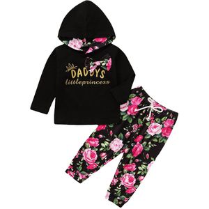 3 Stuks Herfst Baby Meisje Kleding Set Pasgeboren Baby Outfit Mode Hoodie Bloemen Broek Hoofdband Trui Pasgeboren Kleding Set vest