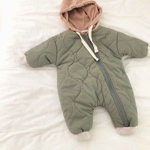 Peuter Baby Beneden Katoen Effen Rompertjes Pasgeboren Baby Jongen Meisje Kleding Pak Sneeuw Winter Thicken Warm Kinderen Kleding 0-24M