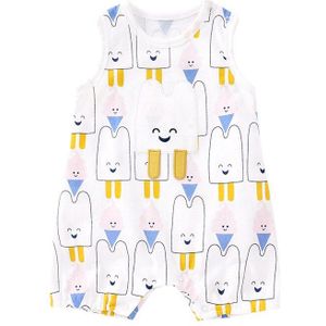 Pureborn Pasgeboren Unisex Baby Romper Cartoon Prints Baby Mouwloze Jumpsuit Baby Boy Meisje Overalls Zomer Katoenen Baby Kleding