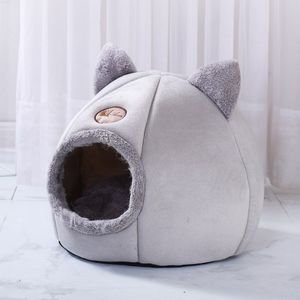 Zachte Pet Cat Bed Huis Warm Huisdier Bed Cave Tent met Afneembare Kussen Winter Slapen Huisdier Pad Nest Katten Producten