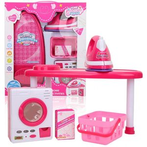 Simulatie Elektrische Ijzer Wasmachine Tafel Set Huishoudelijke Apparaten Speelhuis Speelgoed Baby Kids Educatief Speelgoed Met Geluid Licht