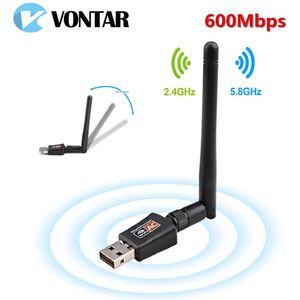 600Mbps Usb Antenne Wifi Dongle Ontvanger Dual Band 2.4G 5.8Ghz Usb Wifi Adapter 802.11ac Wi-fi Voor Windows 7 8 10 Mac Pc Vontar