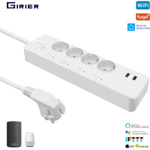 Wifi Smart Power Strip Tuya Smart 4 Eu Socket 2 Usb-poort Power Monitor Smart Home Afstandsbediening App/voice Werkt Met Alexa