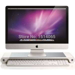 Wit Premium Aluminium Monitor Stand met 4 Usb-poorten voor iMac Mac Mini MacBook Pro Air/Windows PC Laptop Desktop stand