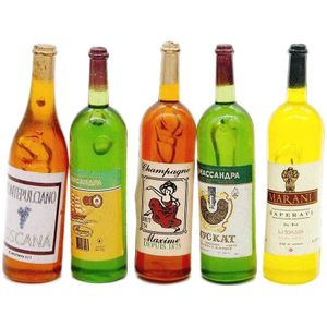 Odoria 1:6 Miniatuur 5 Pcs Multicolor Wijn Sap Flessen Drank Drinken Poppenhuis Keuken Accessoires Eetkamer Bar
