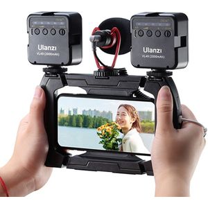 Ulanzi U-Rig Lite Handheld Camera Beugel Mobiele Telefoon Vlog Mounts Houder Met 3 Koude Schoen Mic Led Licht uitbreiding Stand