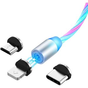 Led Vloeiende Magnetische Charger Cable Light Up Snoep Moving Shining Charger Telefoon Opladen Kabel Magnetische Streamer Absorptie Usb S