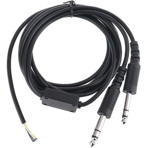 200Cm Diy Luchtvaart Headset Dual-Plug Vliegtuigen Hoofdtelefoon Vervangende Kabel Lijn