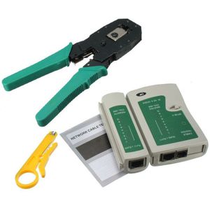 Professionele RJ45 RJ11 RJ12 CAT5 CAT5e Draagbare Lan Network Tool Kit Utp Kabel Tester En Tang Crimp Crimper Plug klem Pc