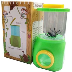 Kinderen Outdoor Flip Deksel Twee-weg Vergrootglas Insect Observatie Cup T5EC