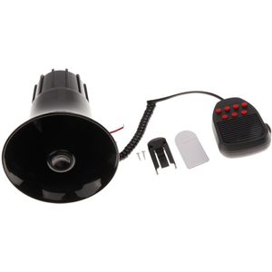 Waterdichte 12V Auto 7 Tone Alarm Hoorn Met Microfoon Pa Speaker 120-150db KX-5007 Zwart