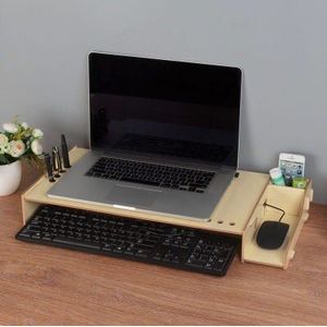 Houten Laptop Stand Scherm Riser Computer Rack Office Desktop Opbergdoos een Machine Monitor Screen Base Opslag Rack Beugel