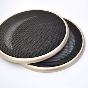 2 stks 6.5 ""speaker coaxiale staal sub mesh grills cover gold woofer cover 20 cm zwart + goud frame