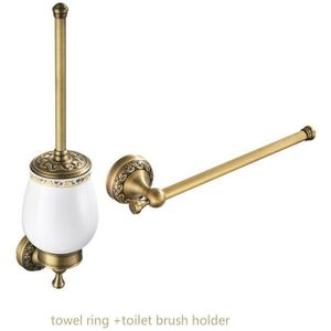 Toliet Accessoire Set Massief Messing Wc Borstel Houder 2 Stuk Badkamer Accessoires Set Wc Papierrolhouder Brons Handdoek ring