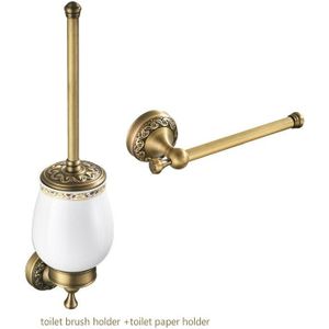 Toliet Accessoire Set Massief Messing Wc Borstel Houder 2 Stuk Badkamer Accessoires Set Wc Papierrolhouder Brons Handdoek ring