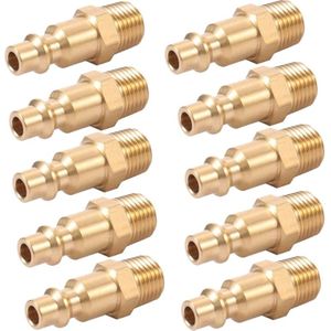 Messing 1/4 Inch Npt Luchtslang Quick Connect Adapter, Lucht Koppeling Plug Kit, air Compressor Fittings 10Pcs (Npt)