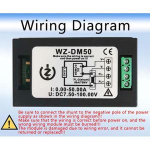 50A Dc 7.5-100V Digitale Lcd Voltmeter Amperemeter Wattmeter Power Energy Meter Volt Kwh Watt Amp