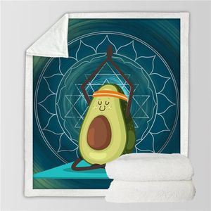 BeddingOutlet Groene Avocado Zachte Deken Pluizige Sherpa Deken Yoga Fruit Gooi Deken Mandala Cartoon Beddengoed Linnen Deken