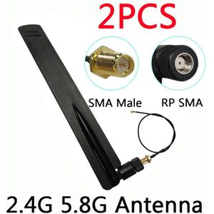 2.4Ghz 5Ghz 5.8Ghz Wifi Antennareal RP-SMA Dual Band 8dBi 2.4G 5G 5.8G Antena Antenne sma Vrouwelijke + Ufl./Ipx 1.13 Pigtail Kabel
