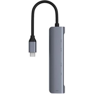 Aluminium USB-C Docking Station 5 In1 Type C Hub Hdmi Usb 2.0/Usb 3.0 O 3.5Mm Poorten Expander adapter Voor Pc Laptop