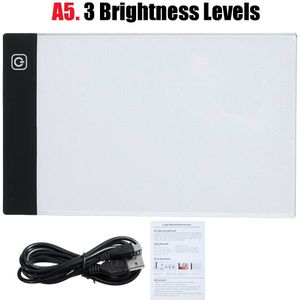 A5/A4 /A3 Usb Powered Ultra-Dunne Led Tekentafel Pad Animatie Tracing Lichtbak Lichttafel Tablet leeg Canvas 3 Niveau Dimmen