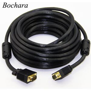 Bochara Vergulde Vga Kabel Man Op Man 3 + 6 Hd Volledig Bedrade 15PIN Voor Lcd Projector Pc Laptop monitor 1.5 M 3 M 5 M 10 M 15 M 20 M