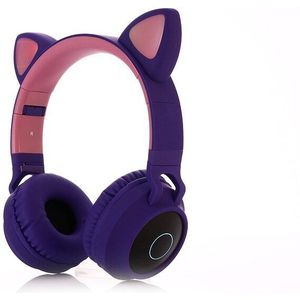 Led Kat Ear Hoofdtelefoon Noise Cancelling Bluetooth 5.0 Draadloze Headset Met Microfoon Kids Vrouwen Telefoon Muziek Stereo Hoofdtelefoon
