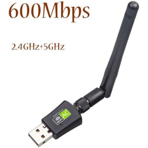 Draadloze 600Mbps USB WiFi Adapter 2.4GHz 5GHz Dual Band Met WiFi Antenne PC Computer Mini Netwerkkaart ontvanger 802.11ac