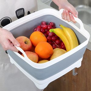 Folding Fruit Groente Wassen Wastafel Spoelbak Keuken Siliconen Wasbak Afvoer Mand Voor Outdoor Camping Picknick Wandelen